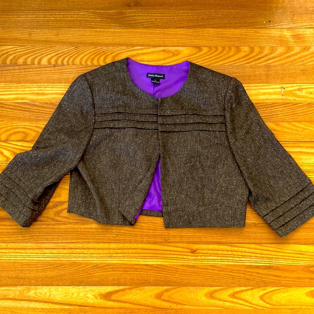 Jessica HowardBlazer, slightly cropped brown tweed look, size 16 Vintage.